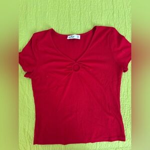 Hollister Red Ribbed Top Medium